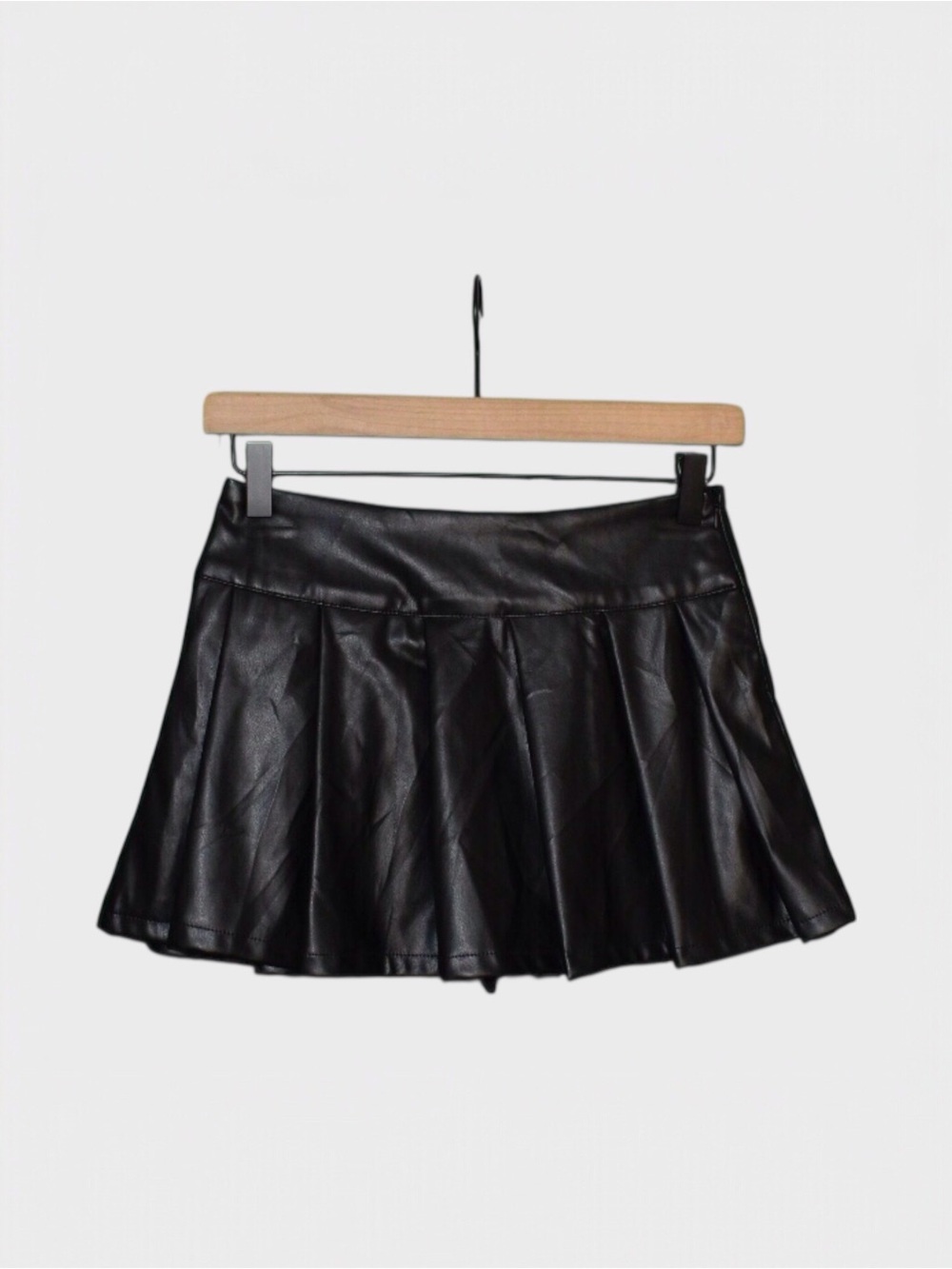 Dazy Faux Leather Pleated Mini Skirt